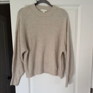 H&M Ribbed Crewneck Sweater - Light Beige